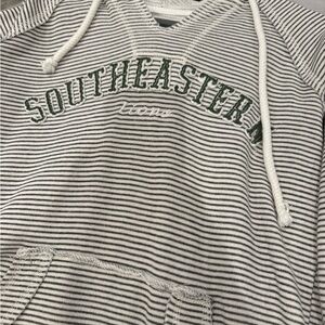 Striped Hoodie with Green Lettering